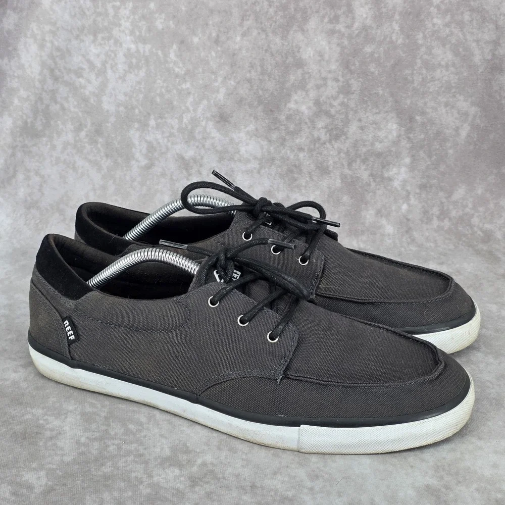 Reef Deckhand 3 Men's 11.5 Charcoal Comfort Boat Shoes Sneakers Canvas Non Slip